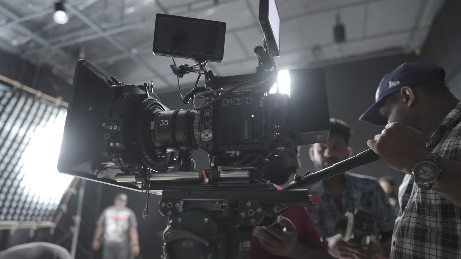 Cinema camera on a production set