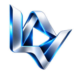 Live Action Video silver and blue prism monogram